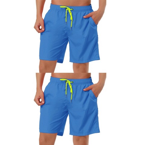Lars Amadeus Men's Drawstring Surfing Mesh Lining Solid Swimwear Beach Board Shorts 2 Pack Dark Blue 30