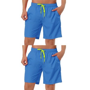 Lars Amadeus Men's Drawstring Surfing Mesh Lining Solid Swimwear Beach Board Shorts 2 Pack - 1 of 4
