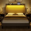AMERLIFE Bed Frame with LED Lights & Wingback Headboard - 2 of 2