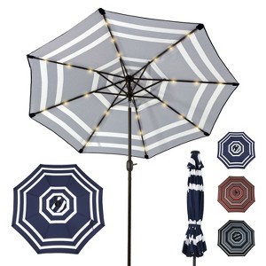 Sunnydaze Outdoor Aluminum Patio Umbrella with Solar LED Lights, Tilt, and Crank - 9' - 1 of 4