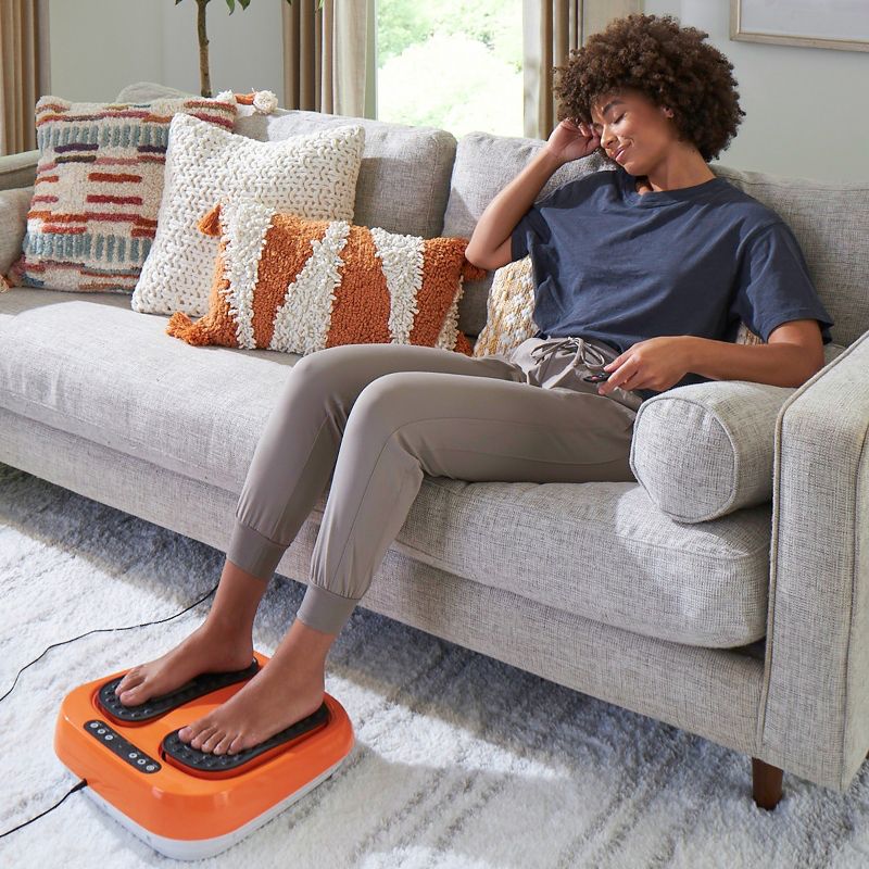 Foot Massager – Vibrating Platform with Rotating Acupressure for Feet and Legs with Remote Control Included by Bluestone (Orange), 3 of 13