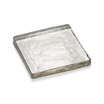 tag Glacier Clear Glass Square Candle Plate Candler Holder Large, 6.75 inch.