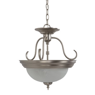 Satin Nickel 17" Indoor/Outdoor Semi-Flush Bowl Light