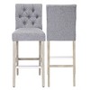 WestinTrends 29" Linen Fabric Tufted Bar Stool (Set of 2) - 3 of 4