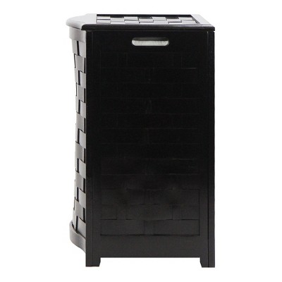Mahogany Finished Bowed Front Wood Laundry Hamper with Lid