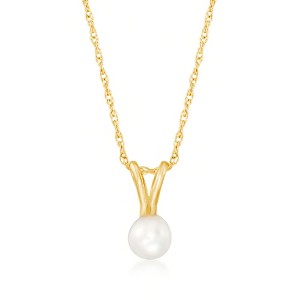 Ross-Simons Child's 4mm Cultured Pearl Solitaire Necklace in 14kt Yellow Gold Size 15 - 1 of 4
