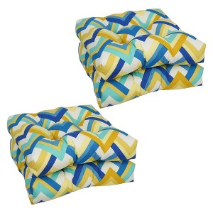Blazing Needles, 19-inch Squared Polyester Outdoor Tufted Dining Chair Cushions (Set of 4) - 1 of 1