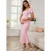 INSPIRE CHIC Women's Square Neck Fishtail Hem Bodycon Fitted Ribbed Pregnant Maternity Dress - 2 of 4