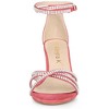 Allegra K Women's Rhinestones Crisscross Strap Strappy Chunky Heel Sandals - 2 of 4