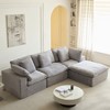HipyMo L-Shape Modular Sofa with High-Density Sponge, Corduroy Fabric, Compressible Delivery for - 2 of 4