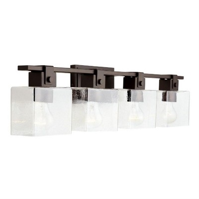 Oil Rubbed Bronze 4-Light Vanity with Clear Seeded Glass Shades