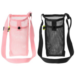 Unique Bargains Mesh Portable Adjustable Strap Water Bottle Bag for Sports 2 Pcs - 1 of 4