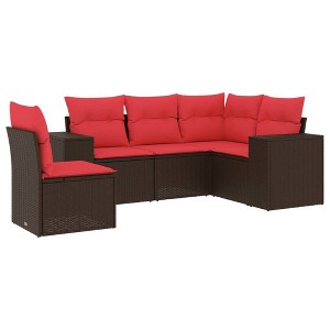 vidaXL Patio Sofa Set PE Rattan, Powder-Coated Steel, Polyester - Brown Without Table - 1 of 4