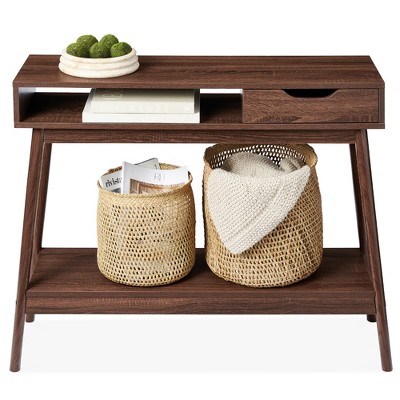 Best Choice Products Mid-Century Modern Hallway Console Table, Space-Saving Sofa Table w/ Cubby, Drawer
