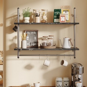 Bestier Industrial 2-Tier Wall-Mounted Bookshelf Plant Stand Shelf Baker's Racks with 8 S-Hooks - 1 of 4