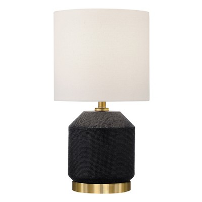 Hudson and Canal 15" Tall Textured Ceramic Mini Lamp with Fabric Shade
