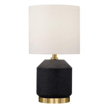 Hampton & Thyme 15" Tall Textured Ceramic Mini Lamp with Fabric Shade 