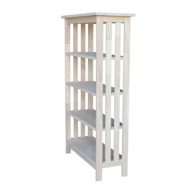 Adjustable Beige Solid Wood 38" 4-Tier Shelf Unit
