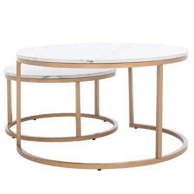 Peppino Round White Marble and Gold Nesting Coffee Table