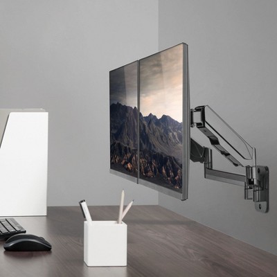 Dual Monitor Full-Motion Wall Mount with Gas Spring Lift