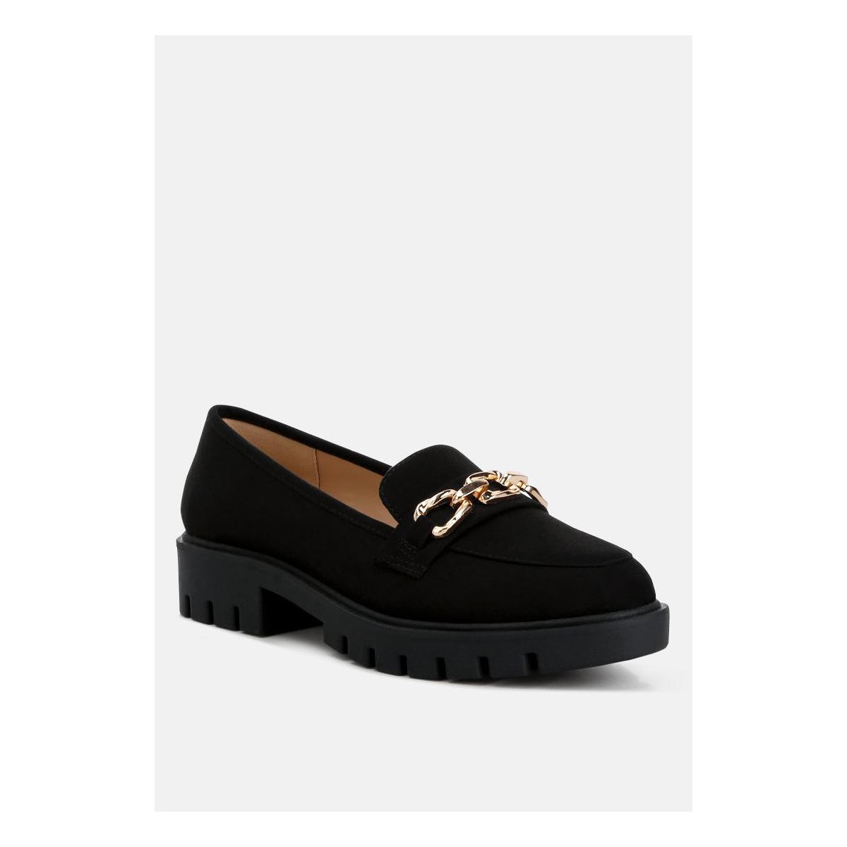 Женские туфли London Rag Womens Jacop Micro Suede Metal Chain Link Loafers 8 — фото 2