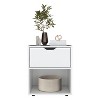 Vynxaria 19.7"H Nightstand End Table - White, 17"Wx14.6"D, 1 Drawer + 1 Open Shelf, 4 Legs, High-Quality Laminated Particle Board - 2 of 4