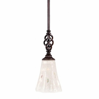 Toltec Lighting Elegante 1 - Light Pendant in  Dark Granite with 5.5" Fluted Frosted Crystal Shade