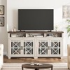 Homhougo Farmhouse TV Stand for 81 Inch, Mid Century Modern Entertainment Center with LED Lights and Storage, Wooden Media Console Cabinet, White - 4 of 4