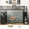 Full Size Metal Loft Bed with Storage Staircase and Wardrobe - 3 of 4