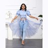 Women's 2025 Casual Mesh See Through Shirts Long Dresses with Belt V Neck Button Down Club Party Outfits - 2 of 4