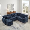 97" Chenille Upholstery 7-Seater Convertible L-Shaped Sectional Sofa with Pull-Out Bed, Storage Ottoman, and 2 Accent Pillows - 4 of 4