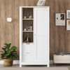 LOVMOR Modern Wooden Wardrobe Armoire, Freestanding Wardrobe Closet Clothes Storage Organizer Cabinet for Bedroom - 3 of 4