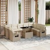 vidaXL 10 Piece Patio Sofa Set with Cushions Beige and Cream Poly Rattan - Without Storage - 2 of 4