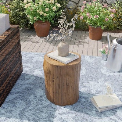 Dracelo Rustic Tree Stump Outdoor Table