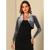 INSPIRE CHIC Women's Long Sleeve Lapel Collar Velvet Open Front Cropped Cardigan - 4 of 4
