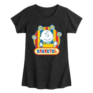 Girls' - Peanuts - Charlie Brown Karneval Fitted Short Sleeve Graphic T-Shirt - 1 of 4