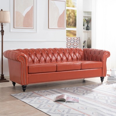Runesay Rolled Arm Chesterfield Three Seater Sofa