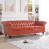 84.65" Chesterfield Sofa,Couch Upholstered Sofa Rolled Arm Sofa with Wood Legs for Living Room - 2 of 4
