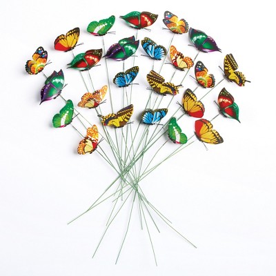 Collections Etc Butterfly Garden Stakes - Set of 24