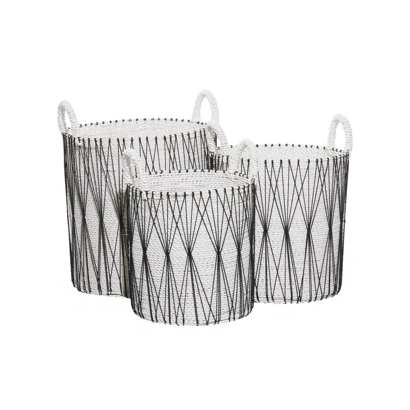 3pk Plastic Natural Storage Baskets White - Olivia &#38; May, 1 of 6