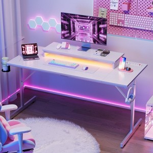 Bestier 52 inch Gaming Desk with Power Strip and LED Monitor Stand for Home Office - 1 of 4