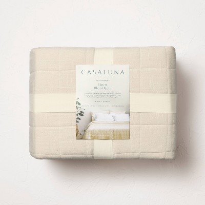 Full Natural Cotton Reversible Quilt with Linen Blend