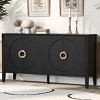 Wood sideboard buffet cabinet,Entrance Way Carved Storage Cabinet  With 4 Doors,Decorative Storage Cabinet-Maison Boucle - 2 of 4