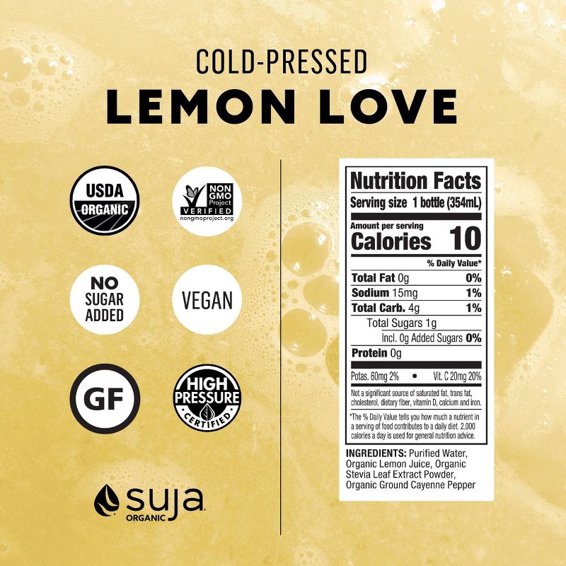 Suja Organic Lemon Love Cold-Pressed Fruit Juice Drink - 12 fl oz, 3 of 11