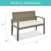 Best Choice Products 2-Person Outdoor Wicker Bench Garden Patio Porch Furniture w/ 700lb Capacity, Cushion - 2 of 4