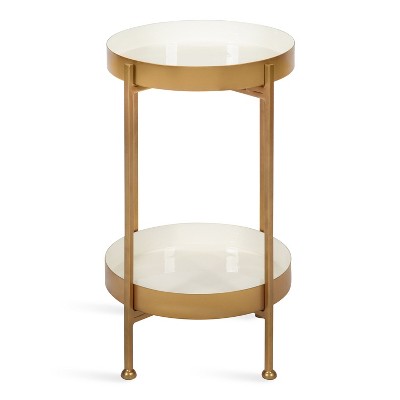 Nira Round Gold Metal Two-Tier Side Table