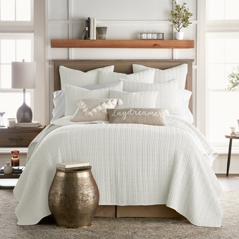 Mills Waffle Cream Quilt Set - King Quilt And Two King Pillow Shams