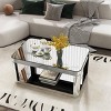 Modern Mirrored Coffee Table with Beveled Glass Top, Rectangular Glossy Accent Table with Open Storage for Living Room or Dining Room-Koiai - 2 of 4