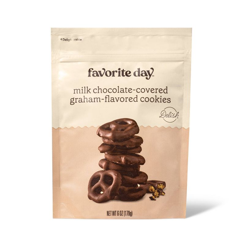 Milk Chocolate Covered Graham-Flavored Cookie Twists - 6oz - Favorite Day&#8482;, 1 of 4