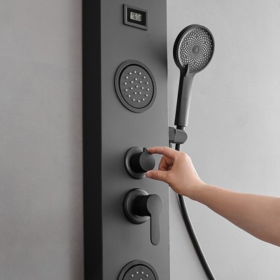 Matte Black 60.55'' Shower Panel with Adjustable Rainfall Shower Head